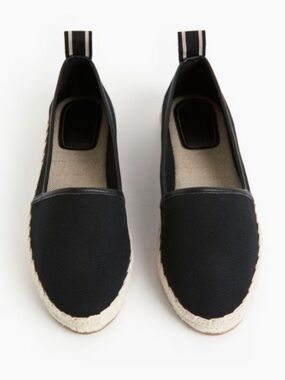 H&M Black Canvas Espadrilles with Stripe Heel Tab